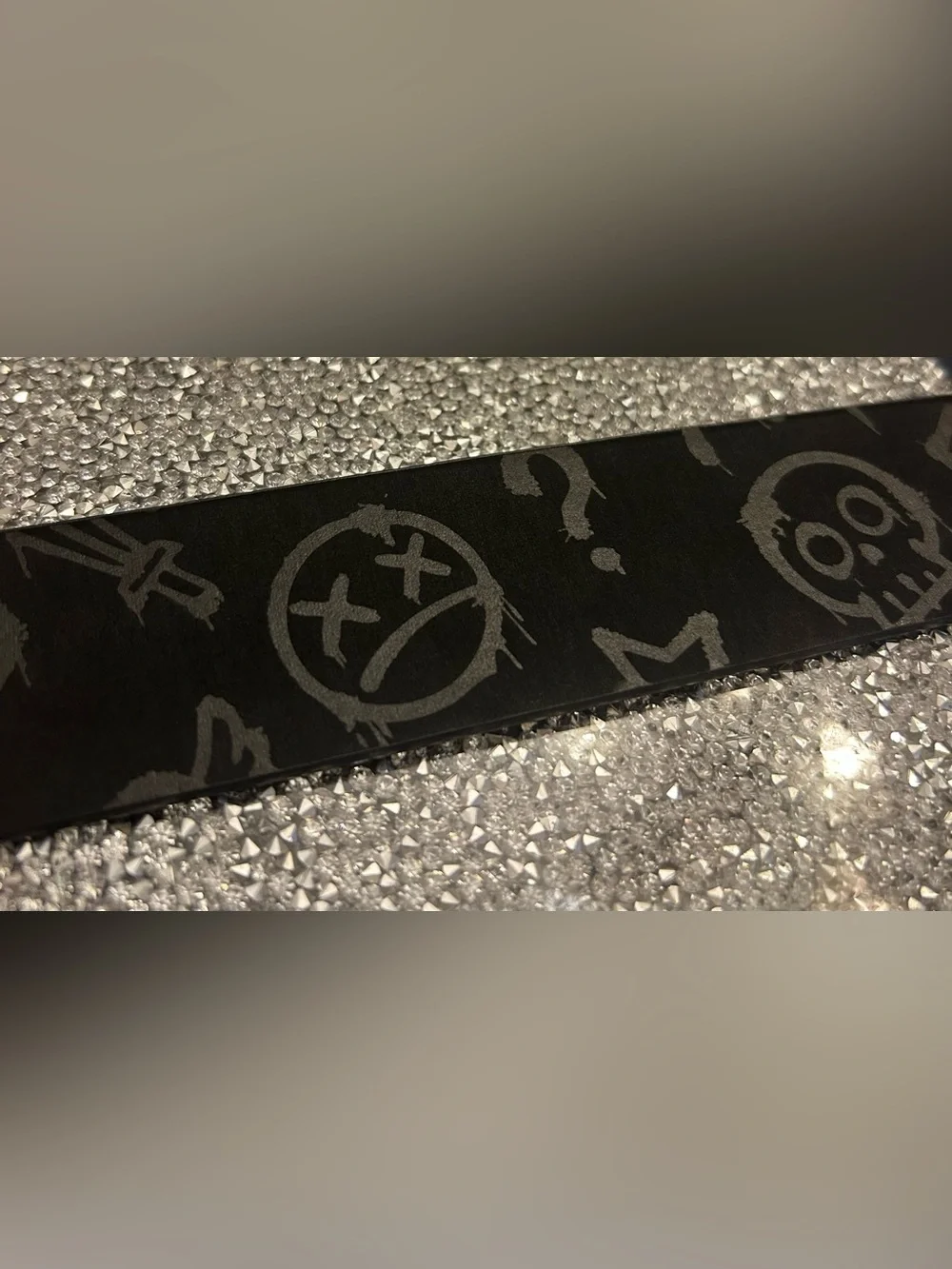 Men's Black Skull Print Leather Element Adult Reversible Belt XL 42-44